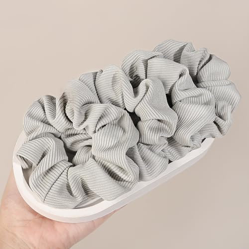 Image of Hair Scrunchies for Women - Hair Ties No Damage Both for Thick Hair or Thin Hair Curl Hair No Crease Gray Scrunchies Ponytail Holder No Hurt Your Hair