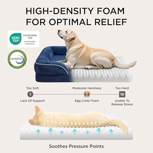 Image of Bedsure L Plus Orthopedic Dog Bed for Large Dogs - Washable Dog Cat Bed Waterproof, L Plus Big Comfort Dogs Couch Sofa with Washable Removable Cover, Pet Bed with Nonskid Bottom, Blue Navy, 38 inch