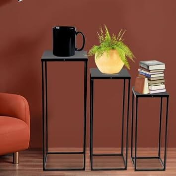 3PCS Wedding Flower Stand Metal Column Frame Centerpiece Vase Stand Rectangle Display Stand Black Centerpieces Wedding Flower Holder Removable Square Flower Rack for Party Decor(Black, 3PCS)