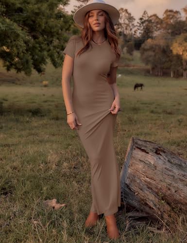 Image of LOMON Women Fishtail Hem Ribbed Maxi Dresses Summer Casual Stylish Y2k Sexy Fitted Lady Elegant Cotton Soft Lounge Dress