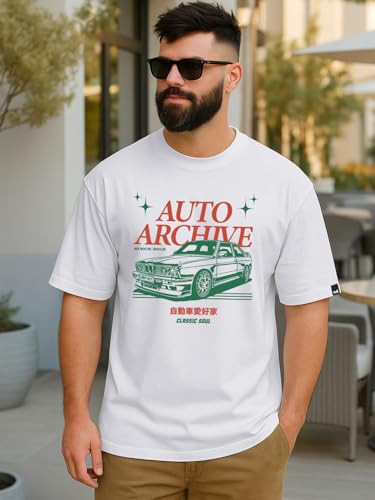 Image of Bewakoof Men's Cotton Printed Oversized Fit Half Sleeve Round Neck T-Shirt | Casual Wear | Street Wear | Oversized t Shirt for Men Cotton | Baggy