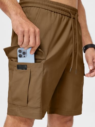 Image of JMIERR Men's Casual Stretch Cargo Shorts | Drawstring Elastic Waist, Multi Pockets, Summer Work Short, Classic