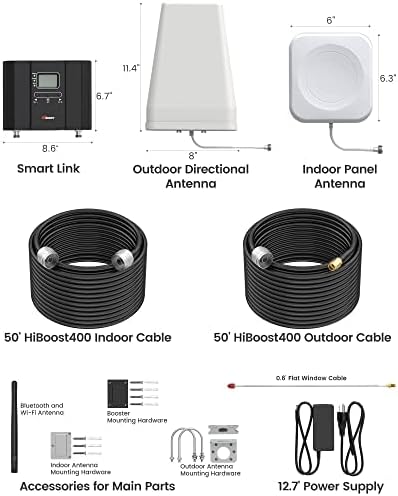 Miniatura 6 de Hiboost Amplificador de señal de teléfono celular para cobertura del hogar y la oficina de hasta 8,000 pies cuadrados Potente impulso 5G 4G LTE para