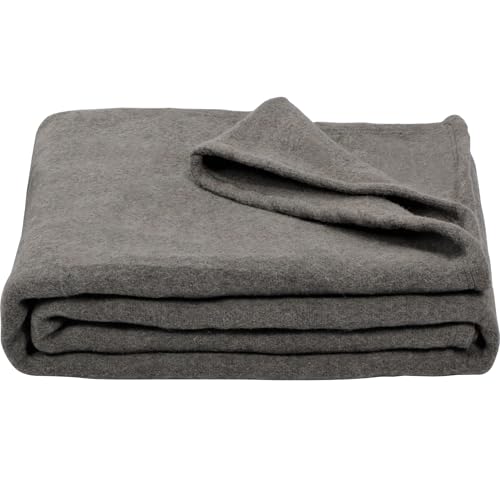 REDCAMP Wolldecke Warme und Dicke 80% Schafwolle Campingdecke-Kaltes Wetter Ideal für draußen Camping Stadion Winddichte Decke Picknicks Reisen und Heimnutzung maschinenwaschbar Grau(220x160)
