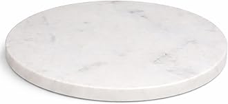 11-Inch Round Marble Cheese Board – Solid White Natural Stone Cutting Board & Charcuterie Serving Tray with Non-Slip Feet, 0.5” Thick, Easy to Clean.