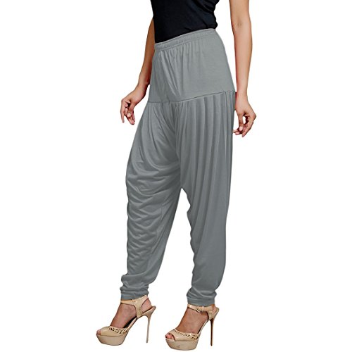 Women's Cotton Spandex Patiala Pants – Stretchable Ethnic Bottom Wear with Pleats for Casual & Traditional Outfits (Grey)2