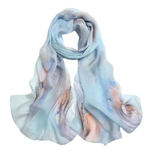 Foulard en soie femme mûrier écharpe longue châle imprimé style coréen WLLLO # B