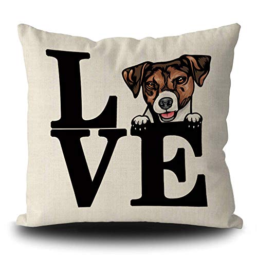 BAGEYOU Housse de coussin en lin avec motif de chien Jack Russell Terrier 45,7 x 45,7 cm Cover