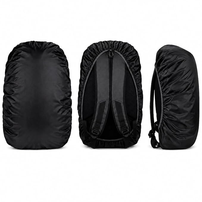 Waterproof Backpack Rain Cover for School, & Laptop Bags | Heavy Duty Nylon Dustproof & Rainproof Protector with Elastic Adjustable Fit for Travel & Hiking Backpacks (20L-40L, Black)-picture-12