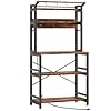 IRONCK Bakers Rack with Power Outlet, Microwave Stand with Storage, Coffee bar with 9 Hooks, 5 Tier Large Storage Capacity and Strong Metal Material for Kitchen, Vintage Brown Easy to Assemble