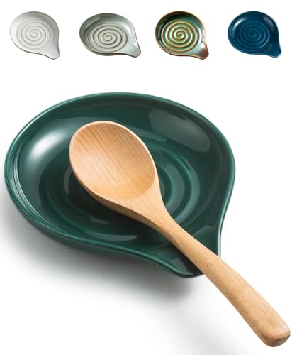 LAUCHUH Spoon Rest for Stove Top, 5 inch Ceramic Spoon Holder for Kitchen Countertop, Heat-Resistant...