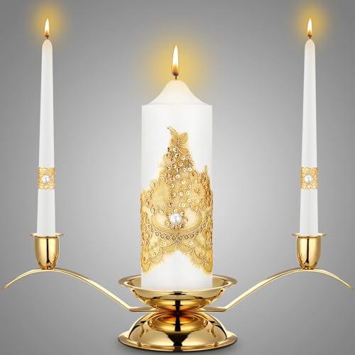 Catálogo de Portavelas de columna del mes. 41 Irenare Velas Unity con Portavelas para Ceremonia de Boda, Accesorios de Decoración de Boda, Portavelas de Vidrio, Vela Columna para Eventos Formales, Iglesia (Boda Dorada)