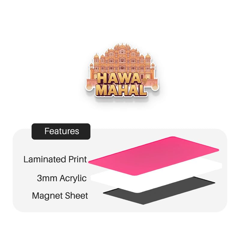 Image of Hawa Mahal Fridge Magnets, Glossy Finish, Stylish Magnet for Fridge, Wardrobe & Metal Surfaces