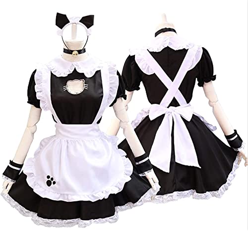 Disfraz de criada para disfraz de animé para mujer, disfraz francés para Halloween (negro, XL) Cover
