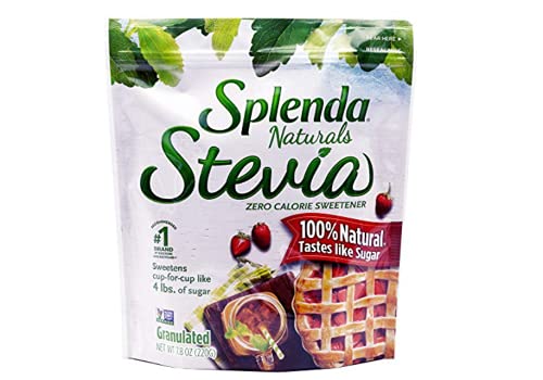SPLENDA Naturals Stevia Sweetener for Baking: No Calorie, All Natural Sugar Substitute w  No Bitter Aftertaste. 7.8 oz. Granulated Resealable Bag