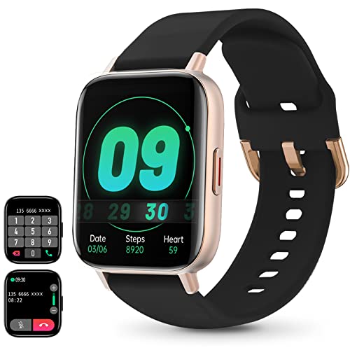 Smart Watch for Women (Answer/Make Calls),Bluetooth Smartwatch for Android and iOS Phones with Text and Call IP67 Waterproof Fitness Tracker 1.69" HD Full Touch Screen with Heart Rate Monitor (Black)