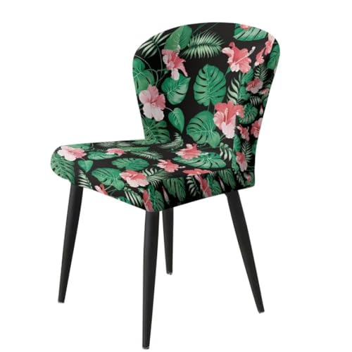 Image of Bar Stool Covers with Backs,Tropical Leaf 2 Pack Stretch Bar Stool Chair Covers, Washable Bar Chair Covers Swivel Barstool Covers Slipcovers with Back for Low Short Back Chair
