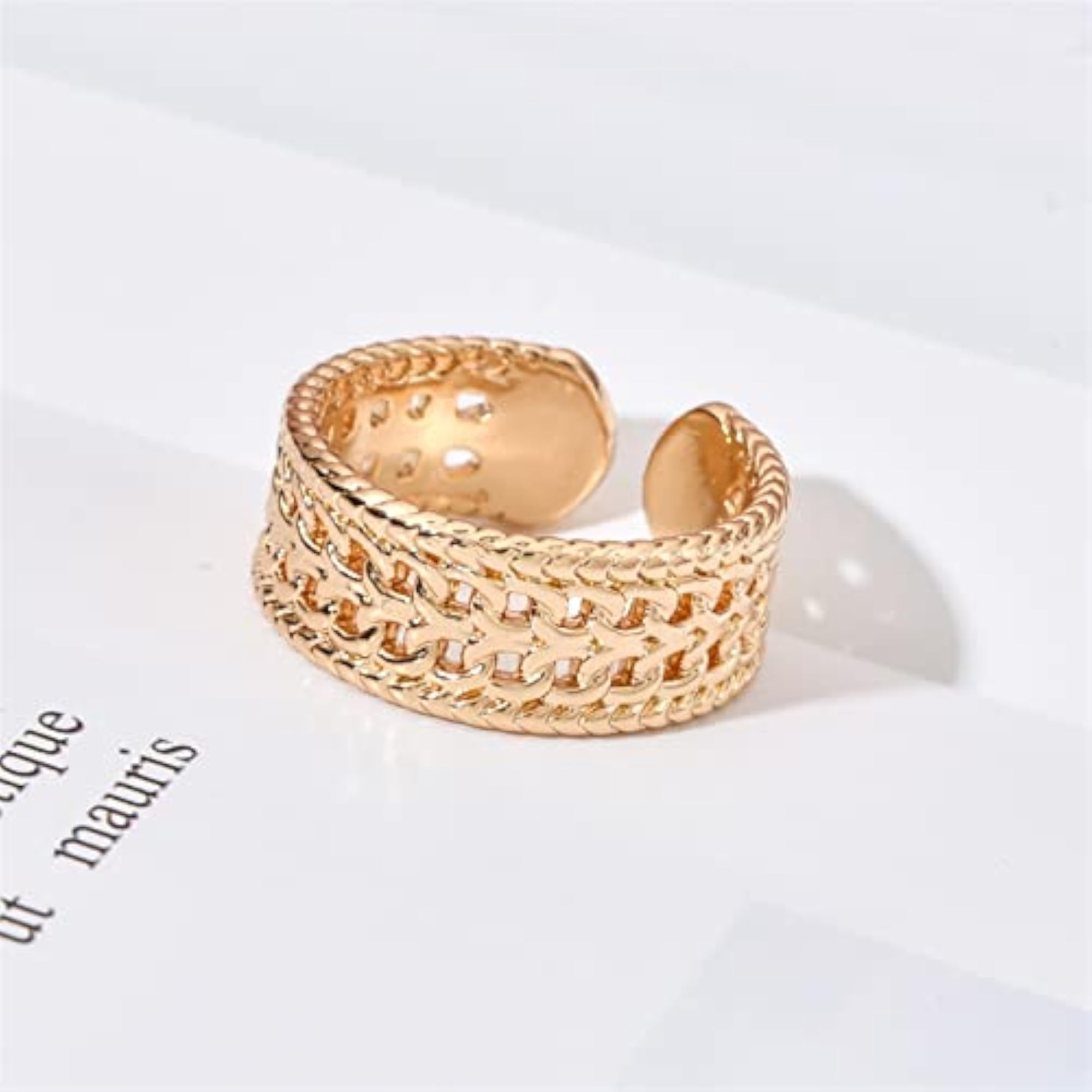 Wrinkled Convex Texture Open Ring, Unisex