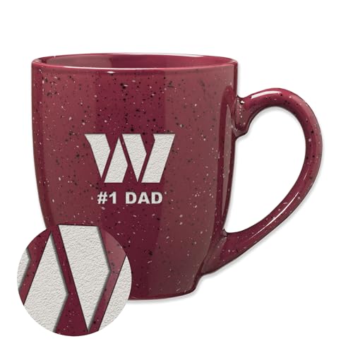 Rico Industries NFL Football Washington Commanders #1Dad 16 oz Team Color Laser Engraved Speckled Ceramic Coffee Mug