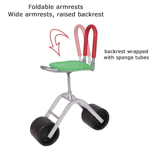 Sgabello da lavoro da giardinaggio con schienale pieghevole, sedile regolabile da giardino arrotolabile, altezza 36-48 cm, ideale per prato domestico e patio esterno