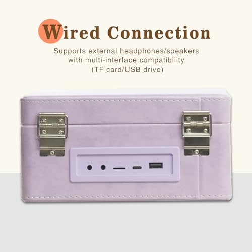 Image of Portable CD Player with Bluetooth 5.2, Rechargeable Battery & Built-in Speakers - Hi-Fi Retro Suitcase Design for Home Decor, AUX /TF Card Support - Ideal Gift (Light Purple)