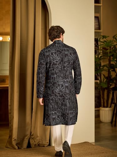 Image of SOJANYA (Since 1958 Men's Cotton Rayon Shiny Thread Sequinned Only Long Kurta