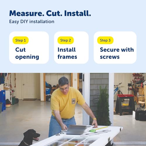 PetSafe Rostfreie Kunststoff-Hundetür für die Installation in Innen- und Außentüren oder Wänden, lackierbar, einfache Installation, Schließplatte im Lieferumfang enthalten, für Haustiere bis zu 45 kg,