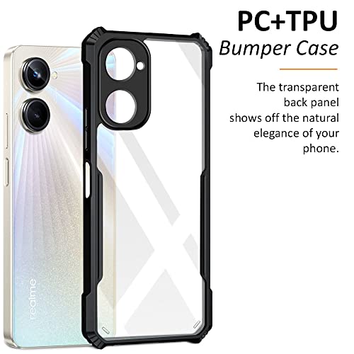 Image of WOW IMAGINE Polycarbonate Back Cover For Realme 10 Pro 5G - Airedge Technology | Crystal Clear Transparent Mobile Case Cover | Hard Bumper | Full Armor Shockproof Device & Camera Protection | Black