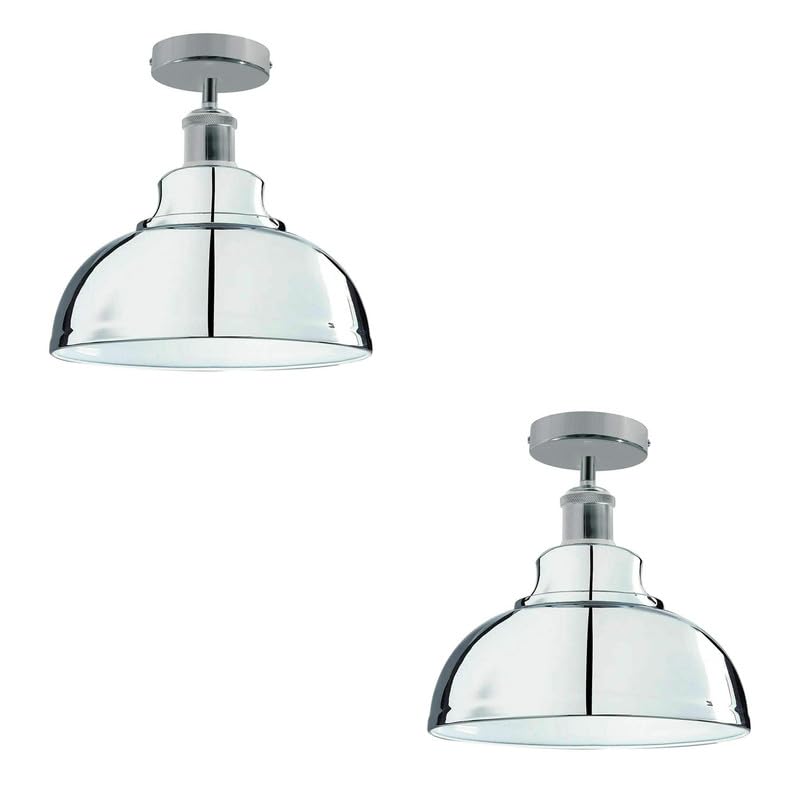 LEDSone Vintage Flush Mount Ceiling Light Fitting Industrial Kitchen Light Ceiling Metal Curvy 29cm Rustic Farmhouse Semi Flush Lighting Fixture Hanging Pendant Light