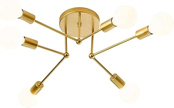 Lustre Sputnik, Home-Neat 6 luzes Luminária de teto Moderna E27 Iluminação de Teto para Quarto Sala Cozinha (Ouro)