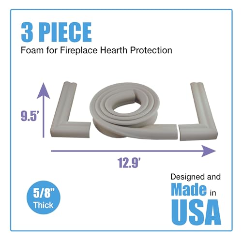 Image of KidKusion Extra Long Hearth Cushion | Made in USA | Taupe | 14.33 Ft of Padding | Child Safety, Edge and Corner Guard, Baby Proof Fireplace Bumper