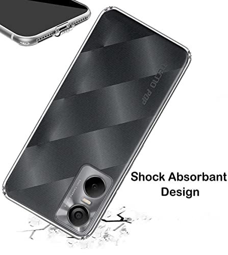 Image of Transparent Soft Silicone TPU Flexible Back Cover Compatible with Tecno Pop 6 Pro and Screen Guard