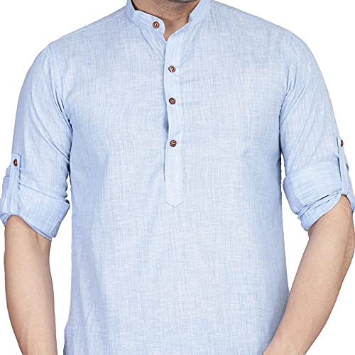 Image of TAHVO Men's Casual Cotton Kurta Shirt, Short Kurta