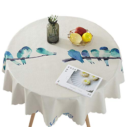 Bettery Vinyl Round Table Cover Wipe Clean PVC Tablecloth Oil-Proof, Round - 52 Inch