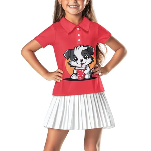 Girls Tennis Shirts Size 5-16 Short Sleeve Collared Tank Tops for Kids