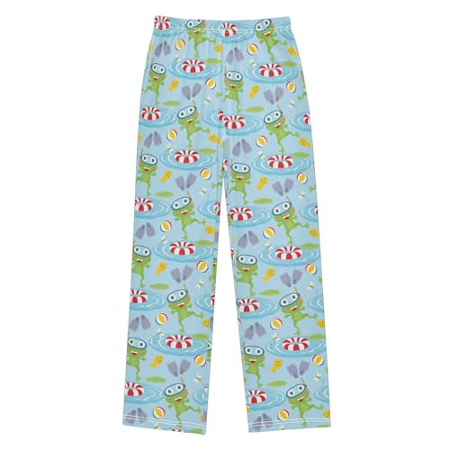 ZZXXB Lovely Frog Diving Boys Long Pants Soft Trousers Elastic Waist Kids Lounge Bottoms with Pockets S-XL