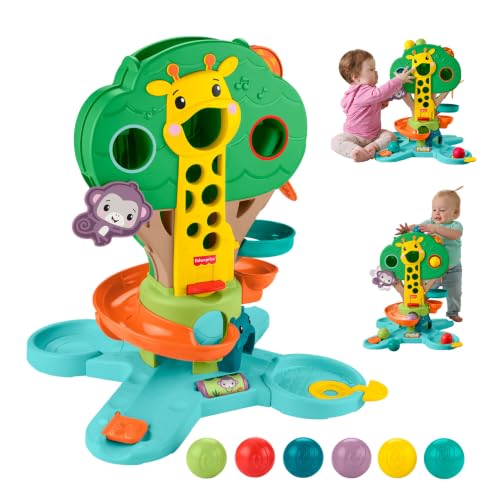 Fisher-Price Juguete Musical de Actividad Árbol Selva Sit-to-Stand | Centro de Juegos de Bolas, 6 pelotas, para bebés y niños desde 6 meses, JPL82