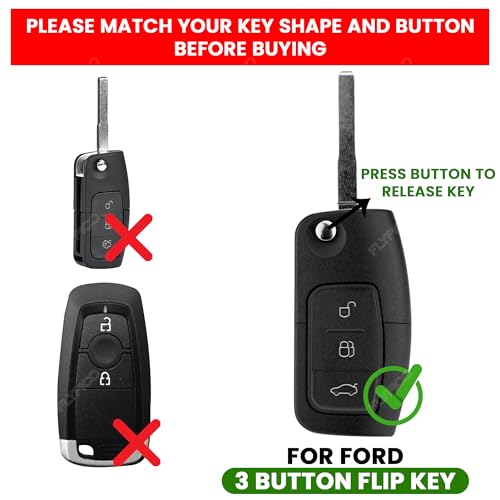 Image of Wooden PU Leather Key Cover Compatible with Ford Fiesta Figo Old Ecosport Flip Key 3 Button Smart Key Stylish Wooden Texture & Durable Premium PU Leather Protection