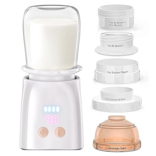 Image of Bottle Warmer, Fast Heating Portable Bottle Warmer with 4 Adapters, Rechargeable Travel Bottle Warmer with Smart Temperature Control, Cordless Baby Bottle Warmer for Breastmilk or Formula
