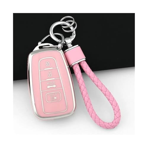 Coque de clé TPU 4 boutons pour Toyota Camry boîtier de protection rose pour télécommande