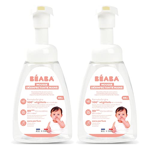 BÉABA, Mousse Désinfectante Mains, 100% d'Origine Végétale et Minérale, Elimine 99,99% des Bactéries, Hypoallergénique, Sans alcool, Made in France, Formule 100% Biodégradable, Lot de 2x250 ml Cover