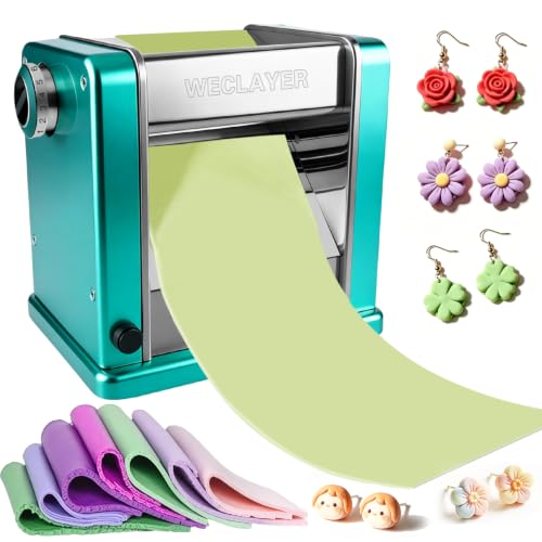 Electric Polymer Clay Press Machine 7 Adjustable Thickness Settings Stainless Steel Clay Roller Machine Built-in Motor One-Touch Operation Polymer Clay Tools for Jewelry Making Earring and Crafting