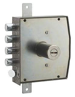 THIRARD - Serrure en Applique à Double Entrée pour Porte d'Entrée - Coffre et Gâche Acier - Verrouillage à Trois Points - 154 x 140 mm - 3 Points - Droite - 5 Clés - Noir