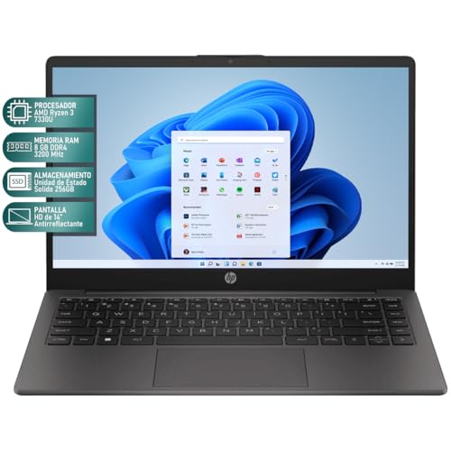 Image of HP Laptop 245 G10 AMD Ryzen 3 7330U 8GB RAM 256GB SSD 14 inch Windows 11 Home Spanish Keyboard