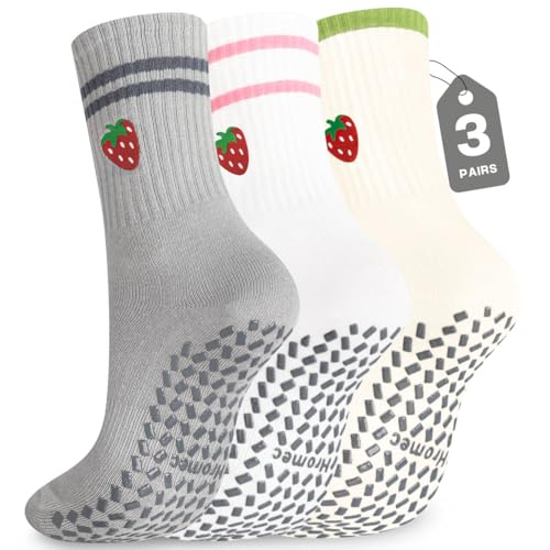 Image of Pilates Socks with Grips for Yoga, Barefoot, Ballet, Barre, Hospital Non Slip Anti Skid Socks for Women and Men