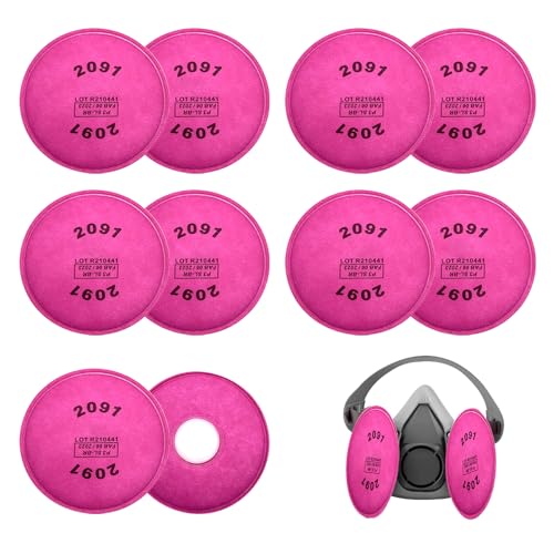 10PCS (5 Pack) 2091 P100 Particulate Filter,Replacement for 6000 6200 6800 7000 FF-4 Item 2091 Filters,ChemicalsUse for Against Dust,Torch Cutting,Chemicals