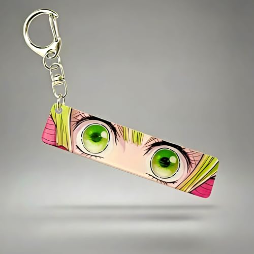 Image of Dem-on Slayer Anime Acrylic Glowing Eyes Keychain | Luminous Eye Glow Key Ring | Premium Otaku Accessory for Bags, Bikes, Cars, Backpacks & Key Holder