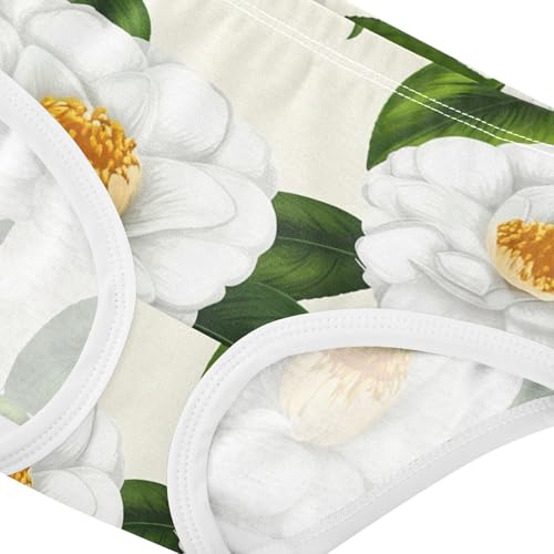 Girls Underwear Toddlers 2t Cotton Little Girl Panties Fun Briefs Kids Undies Elegant White Camellia Flowers4