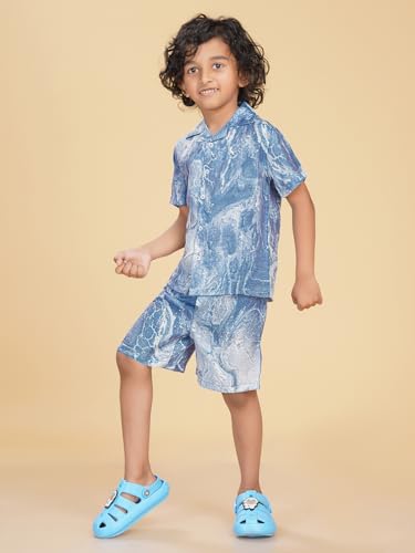 Image of Ninos Dreams Boys Cotton Rayon Coord Set with shorts /Holiday Shirt & Shorts