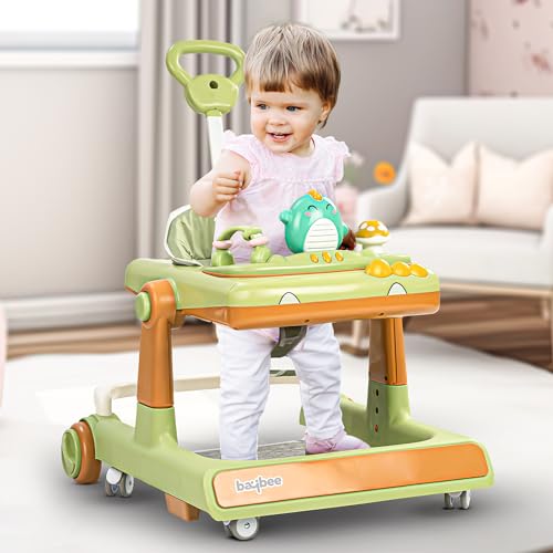 Image of Baybee Baby Walker for Kids with Height Adjustable & Tray, Activity Walker for Baby with Musical Toy Bar (Flix Green)
